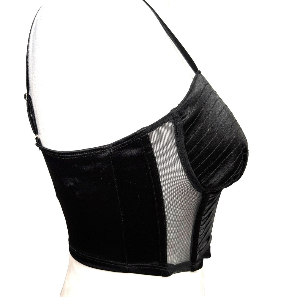 Julia by Love J Satin Corset Bustier Top Padded Mesh Goth Y2K Glam Club Party S